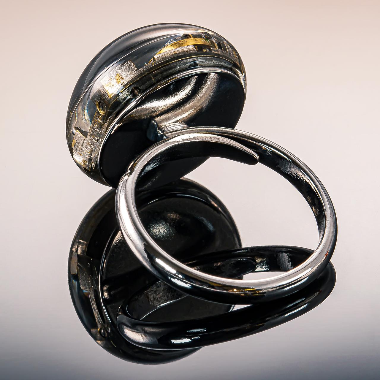 リング シルバー 機械式時計 ムーブメントカボション | 4枚目